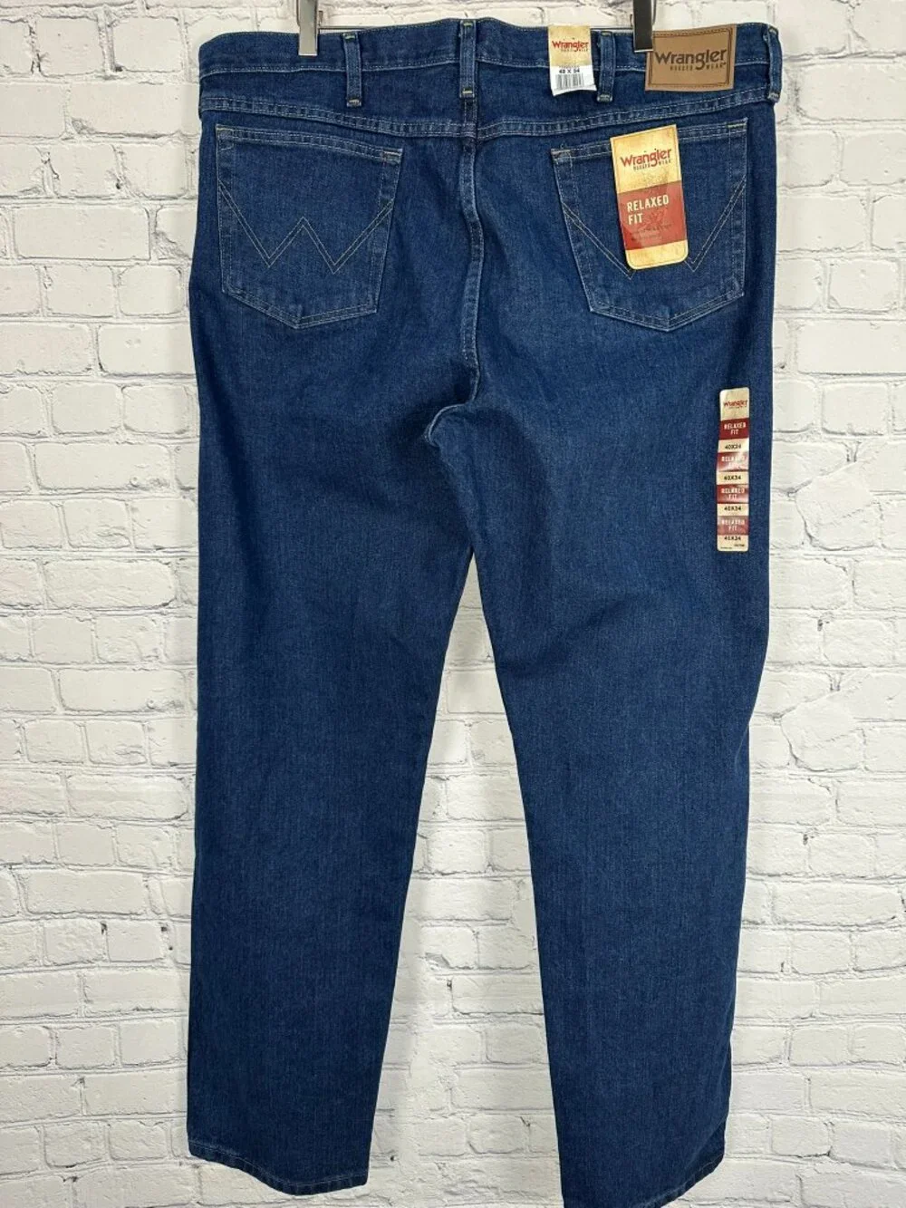 Wrangler Men's Rugged Wear Relaxed Fit Work Jeans, Size W40 x L34, Antique Navy